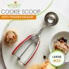 imageSpring Chef Extra Large Cookie Scoop 188 Stainless Steel Melon Baller Scoop Spring Loaded Trigger Release for Cookie Dough Ice Cream Meatball Cupcake 55 tablespoon tbsp portion 10 BlackRed