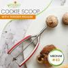 imageSpring Chef Extra Large Cookie Scoop 188 Stainless Steel Melon Baller Scoop Spring Loaded Trigger Release for Cookie Dough Ice Cream Meatball Cupcake 55 tablespoon tbsp portion 10 BlackRed