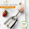 imageSpring Chef Extra Large Cookie Scoop 188 Stainless Steel Melon Baller Scoop Spring Loaded Trigger Release for Cookie Dough Ice Cream Meatball Cupcake 55 tablespoon tbsp portion 10 BlackBlack