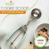 imageSpring Chef Extra Large Cookie Scoop 188 Stainless Steel Melon Baller Scoop Spring Loaded Trigger Release for Cookie Dough Ice Cream Meatball Cupcake 55 tablespoon tbsp portion 10 BlackMint