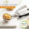 imageSpring Chef Extra Large Cookie Scoop 188 Stainless Steel Melon Baller Scoop Spring Loaded Trigger Release for Cookie Dough Ice Cream Meatball Cupcake 55 tablespoon tbsp portion 10 BlackBlack
