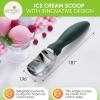 imageSpring Chef Ice Cream Scoop with Soft Grip Handle Professional Heavy Duty Sturdy Scooper Premium Kitchen Tool for Cookie Dough Gelato Sorbet MangoPine Green