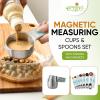 imageSpring Chef Magnetic Measuring Cups ampamp Spoons Set Patent Pending Strong N45 Magnets Heavy Duty Stainless Steel Fits in Spice Jars for Baking ampamp Cooking BPA Free Set of 15 with Leveler MulticolorBlue Aqua Sky