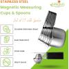 imageSpring Chef Magnetic Measuring Cups ampamp Spoons Set Patent Pending Strong N45 Magnets Heavy Duty Stainless Steel Fits in Spice Jars for Baking ampamp Cooking BPA Free Round Set of 15 with Leveler BlackMagnetic Cups  Spoons  Set of 15