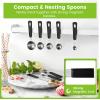 imageSpring Chef Magnetic Measuring Cups ampamp Spoons Set Patent Pending Strong N45 Magnets Heavy Duty Stainless Steel Fits in Spice Jars for Baking ampamp Cooking BPA Free Round Set of 15 with Leveler BlackMagnetic Spoons  Set of 8