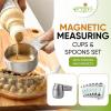 imageSpring Chef Magnetic Measuring Cups ampamp Spoons Set Patent Pending Strong N45 Magnets Heavy Duty Stainless Steel Fits in Spice Jars for Baking ampamp Cooking BPA Free Set of 15 with Leveler MulticolorMint