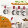 imageSpring Chef Magnetic Measuring Cups ampamp Spoons Set Patent Pending Strong N45 Magnets Heavy Duty Stainless Steel Fits in Spice Jars for Baking ampamp Cooking BPA Free Set of 15 with Leveler MulticolorRed