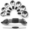 imageSpring Chef Magnetic Measuring Cups ampamp Spoons Set Patent Pending Strong N45 Magnets Heavy Duty Stainless Steel Fits in Spice Jars for Baking ampamp Cooking BPA Free Set of 15 with Leveler MulticolorBlack