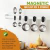 imageSpring Chef Magnetic Measuring Cups ampamp Spoons Set Patent Pending Strong N45 Magnets Heavy Duty Stainless Steel Fits in Spice Jars for Baking ampamp Cooking BPA Free Set of 15 with Leveler MulticolorBlack
