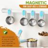 imageSpring Chef Magnetic Measuring Cups ampamp Spoons Set Patent Pending Strong N45 Magnets Heavy Duty Stainless Steel Fits in Spice Jars for Baking ampamp Cooking BPA Free Set of 15 with Leveler MulticolorBlue Aqua Sky