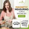 imageSpring Chef Magnetic Measuring Cups ampamp Spoons Set Patent Pending Strong N45 Magnets Heavy Duty Stainless Steel Fits in Spice Jars for Baking ampamp Cooking BPA Free Set of 15 with Leveler MulticolorBlack