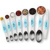 imageSpring Chef Magnetic Measuring Cups ampamp Spoons Set Patent Pending Strong N45 Magnets Heavy Duty Stainless Steel Fits in Spice Jars for Baking ampamp Cooking BPA Free Set of 15 with Leveler MulticolorBlue Aqua Sky