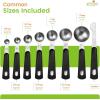 imageSpring Chef Magnetic Measuring Cups ampamp Spoons Set Patent Pending Strong N45 Magnets Heavy Duty Stainless Steel Fits in Spice Jars for Baking ampamp Cooking BPA Free Round Set of 15 with Leveler BlackMagnetic Spoons  Set of 8