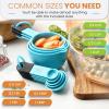 imageSpring Chef Magnetic Measuring Cups and Spoons Set of 9 Nesting Kitchen Tool with Easy to Read Markings for Measuring Dry or Liquid Ingredient BPA Free BlackBlue Aqua Sky