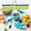 imageSpring Chef Magnetic Measuring Cups and Spoons Set of 9 Nesting Kitchen Tool with Easy to Read Markings for Measuring Dry or Liquid Ingredient BPA Free BlackBlue Aqua Sky