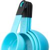 imageSpring Chef Magnetic Measuring Cups and Spoons Set of 9 Nesting Kitchen Tool with Easy to Read Markings for Measuring Dry or Liquid Ingredient BPA Free BlackBlue Aqua Sky