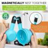 imageSpring Chef Magnetic Measuring Cups and Spoons Set of 9 Nesting Kitchen Tool with Easy to Read Markings for Measuring Dry or Liquid Ingredient BPA Free BlackBlue Aqua Sky