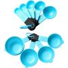 imageSpring Chef Magnetic Measuring Cups and Spoons Set of 9 Nesting Kitchen Tool with Easy to Read Markings for Measuring Dry or Liquid Ingredient BPA Free BlackBlue Aqua Sky