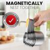imageSpring Chef Magnetic Stainless Steel Measuring Cups Patent Pending Kitchen Tools with Easy to Read Markings for Measuring Dry or Liquid Ingredients Set of 7 BlackMulticolor