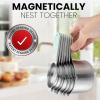 imageSpring Chef Magnetic Stainless Steel Measuring Cups Patent Pending Kitchen Tools with Easy to Read Markings for Measuring Dry or Liquid Ingredients Set of 7 BlackMint