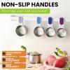 imageSpring Chef Magnetic Stainless Steel Measuring Cups Patent Pending Kitchen Tools with Easy to Read Markings for Measuring Dry or Liquid Ingredients Set of 7 BlackWinter Frost