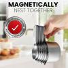 imageSpring Chef Magnetic Stainless Steel Measuring Cups Patent Pending Kitchen Tools with Easy to Read Markings for Measuring Dry or Liquid Ingredients Set of 7 BlackWinter Frost