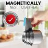 imageSpring Chef Magnetic Stainless Steel Measuring Cups Patent Pending Kitchen Tools with Easy to Read Markings for Measuring Dry or Liquid Ingredients Set of 7 BlackNeon
