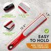 imageSpring Chef Premium Lemon Zester Grater with Handle  Fruits Garlic Chocolate Nutmeg Ginger Grater  Heavy Duty Kitchen Tool  Stainless Steel Citrus Zester with Blade Cover  Fine Shred BlackRed
