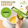 imageSpring Chef Premium Lemon Zester Grater with Handle  Fruits Garlic Chocolate Nutmeg Ginger Grater  Heavy Duty Kitchen Tool  Stainless Steel Citrus Zester with Blade Cover  Fine Shred BlackGreen