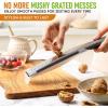 imageSpring Chef Premium Lemon Zester Grater with Handle  Fruits Garlic Chocolate Nutmeg Ginger Grater  Heavy Duty Kitchen Tool  Stainless Steel Citrus Zester with Blade Cover  Fine Shred BlackGray