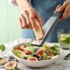 imageSpring Chef Premium Lemon Zester Grater with Handle  Fruits Garlic Chocolate Nutmeg Ginger Grater  Heavy Duty Kitchen Tool  Stainless Steel Citrus Zester with Blade Cover  Fine Shred BlackGray