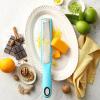imageSpring Chef Premium Lemon Zester Grater with Handle  Fruits Garlic Chocolate Nutmeg Ginger Grater  Heavy Duty Kitchen Tool  Stainless Steel Citrus Zester with Blade Cover  Fine Shred BlackBlue Aqua Sky