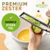 imageSpring Chef Premium Lemon Zester Grater with Handle  Fruits Garlic Chocolate Nutmeg Ginger Grater  Heavy Duty Kitchen Tool  Stainless Steel Citrus Zester with Blade Cover  Fine Shred BlackGray