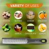 imageSpring Chef Premium Lemon Zester Grater with Handle  Fruits Garlic Chocolate Nutmeg Ginger Grater  Heavy Duty Kitchen Tool  Stainless Steel Citrus Zester with Blade Cover  Fine Shred BlackGray