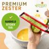 imageSpring Chef Premium Lemon Zester Grater with Handle  Fruits Garlic Chocolate Nutmeg Ginger Grater  Heavy Duty Kitchen Tool  Stainless Steel Citrus Zester with Blade Cover  Fine Shred BlackRed
