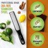 imageSpring Chef Premium Lemon Zester Grater with Handle  Fruits Garlic Chocolate Nutmeg Ginger Grater  Heavy Duty Kitchen Tool  Stainless Steel Citrus Zester with Blade Cover  Fine Shred BlackBlack