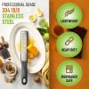 imageSpring Chef Premium Lemon Zester Grater with Handle  Fruits Garlic Chocolate Nutmeg Ginger Grater  Heavy Duty Kitchen Tool  Stainless Steel Citrus Zester with Blade Cover  Fine Shred BlackGray