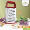 imageSpring Chef Professional 10quot Stainless Steel Parmesan Cheese Grater with Handle 4 Sided Handheld Box Grater Kitchen Potato Shredder for Hash Browns Hard Cheese Ginger Vegetables Carrot  MintRed