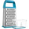 imageSpring Chef Professional 10quot Stainless Steel Parmesan Cheese Grater with Handle 4 Sided Handheld Box Grater Kitchen Potato Shredder for Hash Browns Hard Cheese Ginger Vegetables Carrot  MintBlue Aqua Sky