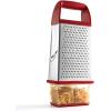 imageSpring Chef Professional 10quot Stainless Steel Parmesan Cheese Grater with Handle 4 Sided Handheld Box Grater Kitchen Potato Shredder for Hash Browns Hard Cheese Ginger Vegetables Carrot  MintRed