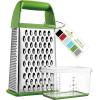 imageSpring Chef Professional 10quot Stainless Steel Parmesan Cheese Grater with Handle 4 Sided Handheld Box Grater Kitchen Potato Shredder for Hash Browns Hard Cheese Ginger Vegetables Carrot  MintGreen
