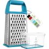 imageSpring Chef Professional 10quot Stainless Steel Parmesan Cheese Grater with Handle 4 Sided Handheld Box Grater Kitchen Potato Shredder for Hash Browns Hard Cheese Ginger Vegetables Carrot  MintBlue Aqua Sky
