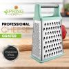 imageSpring Chef Professional Cheese Grater  Stainless Steel XL Size 4 Sides  Perfect Box Grater for Parmesan Cheese Vegetables Ginger  Dishwasher Safe  BlackMint