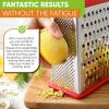 imageSpring Chef Professional Cheese Grater  Stainless Steel XL Size 4 Sides  Perfect Box Grater for Parmesan Cheese Vegetables Ginger  Dishwasher Safe  BlackRed