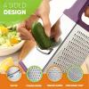 imageSpring Chef Professional Cheese Grater  Stainless Steel XL Size 4 Sides  Perfect Box Grater for Parmesan Cheese Vegetables Ginger  Dishwasher Safe  BlackPurple