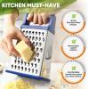 imageSpring Chef Professional Cheese Grater  Stainless Steel XL Size 4 Sides  Perfect Box Grater for Parmesan Cheese Vegetables Ginger  Dishwasher Safe  BlackSapphire