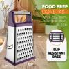 imageSpring Chef Professional Cheese Grater  Stainless Steel XL Size 4 Sides  Perfect Box Grater for Parmesan Cheese Vegetables Ginger  Dishwasher Safe  BlackPurple