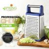 imageSpring Chef Professional Cheese Grater  Stainless Steel XL Size 4 Sides  Perfect Box Grater for Parmesan Cheese Vegetables Ginger  Dishwasher Safe  BlackSapphire