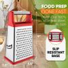 imageSpring Chef Professional Cheese Grater  Stainless Steel XL Size 4 Sides  Perfect Box Grater for Parmesan Cheese Vegetables Ginger  Dishwasher Safe  BlackRed