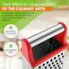 imageSpring Chef Professional Cheese Grater  Stainless Steel XL Size 4 Sides  Perfect Box Grater for Parmesan Cheese Vegetables Ginger  Dishwasher Safe  BlackRed
